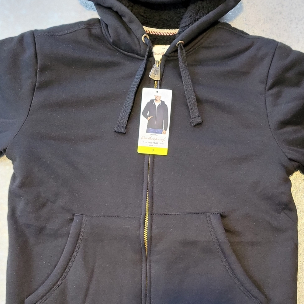 NEW Original Weatherproof Vintage Long Sleeve Full Zip Hoodie Jacket BLK Size S - Picture 3 of 6